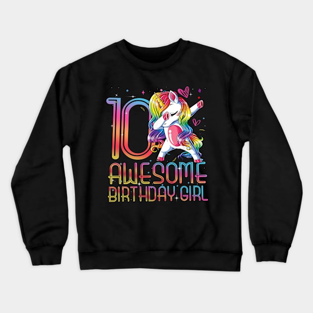 12th Birthday Girl 12 Years Old Awesome Unicorn Dabbing Bday Crewneck Sweatshirt by The Design Catalyst